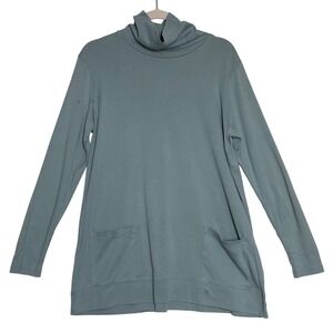 J.Jill Blue Pima Cotton Cowl Neck Tunic Size M Long Sleeve Pockets